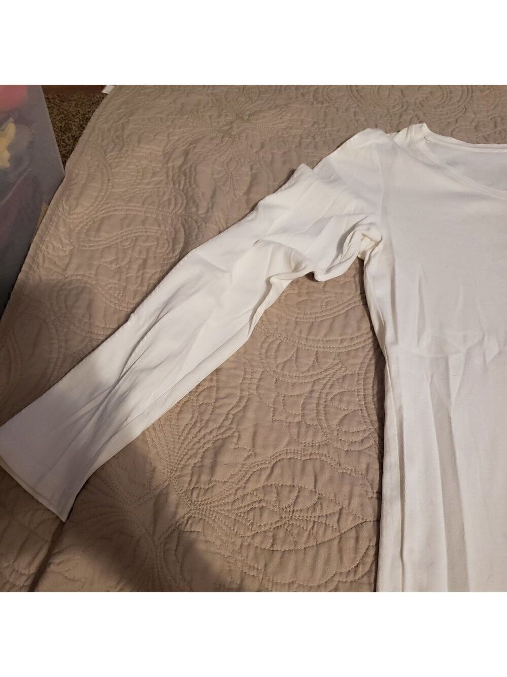 New Direction weekend Long Sleeve Scoop Neck layering tee - Ivory Size XL - Picture 2 of 5